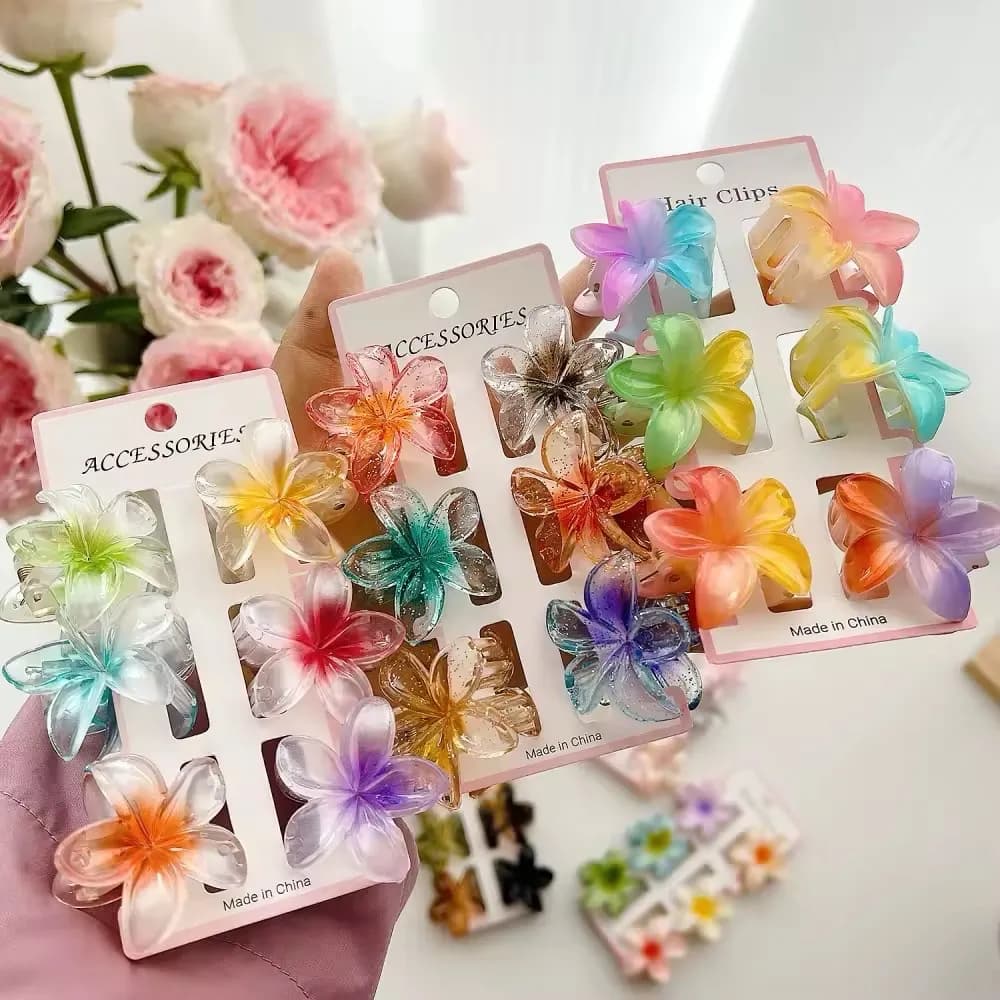 Pince à cheveux fleur transparente (lot – couleurs assorties) — photo 2