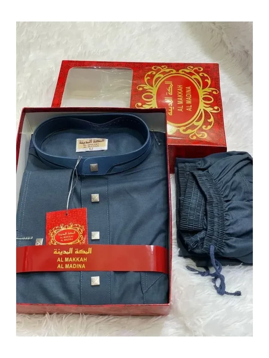 Ensemble Jellaba homme avec pantalon – col mao, en coffret luxe