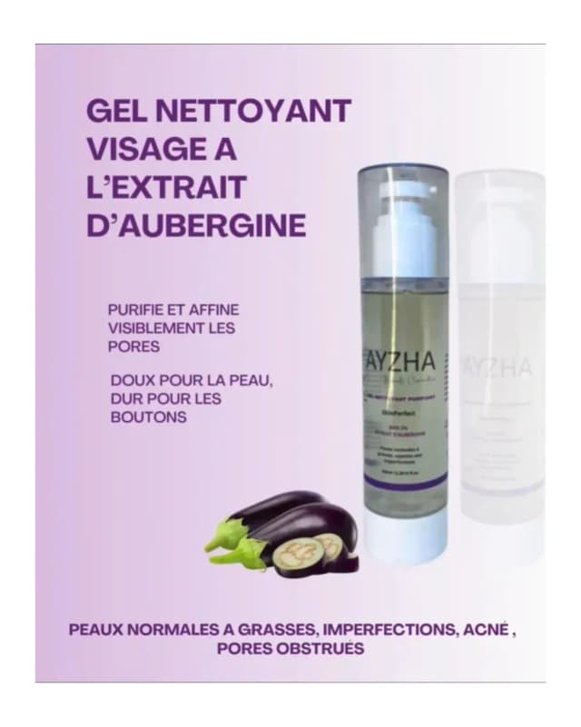 Gel nettoyant purifiant a l'extrait d'aubergine