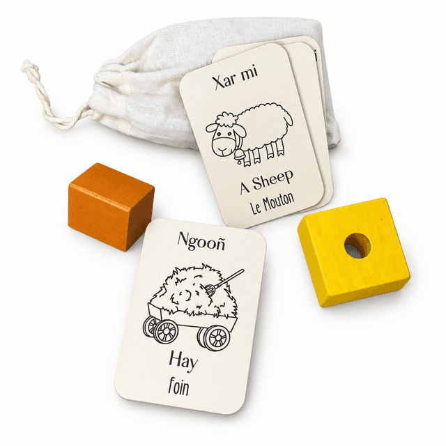 Mon Premier Imagier À table les animaux – Trilingue en bois (10 cartes)