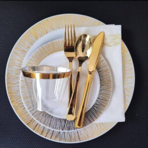 assiette blanc doré
